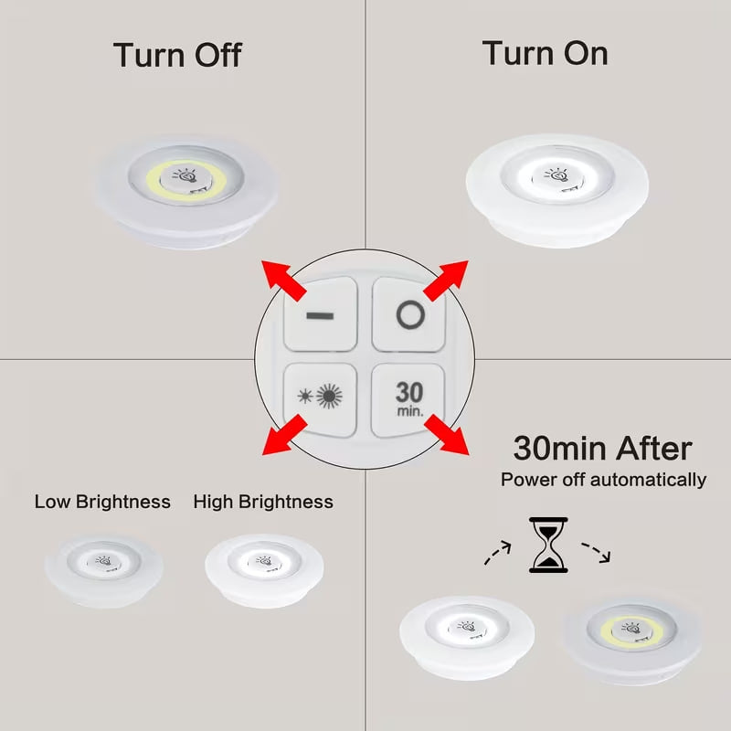 ثلاث مصابيح تشتغل بالبطارية و جهاز تحكم